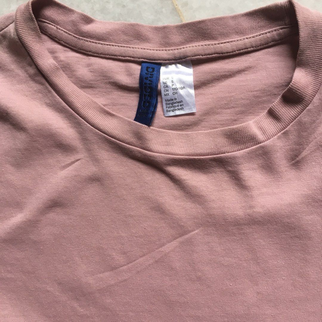 H M Divided Basic T shirt Pink Men s Fashion Tops Sets