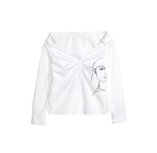H&M off shoulder white shirt
