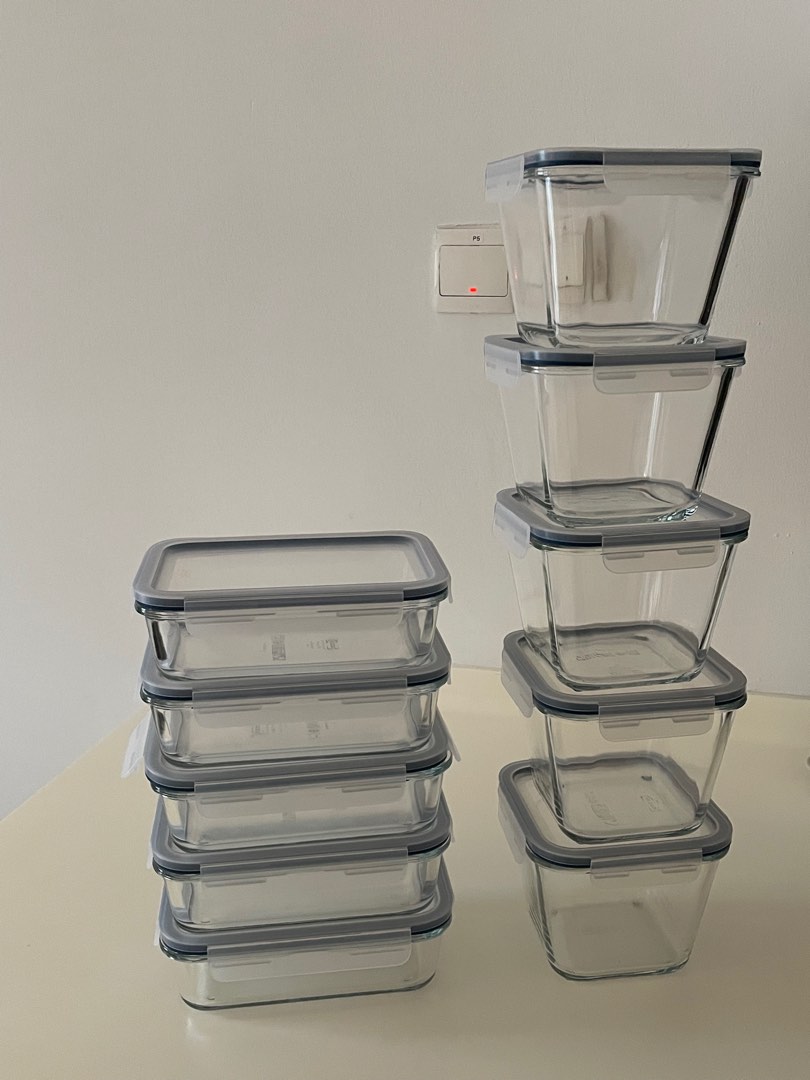 10x IKEA Glass Containers for 50, Furniture & Home Living
