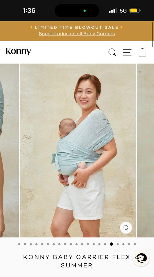 KONNY BABY CARRIER FLEX SUMMER IN MINT, Babies & Kids, Going Out