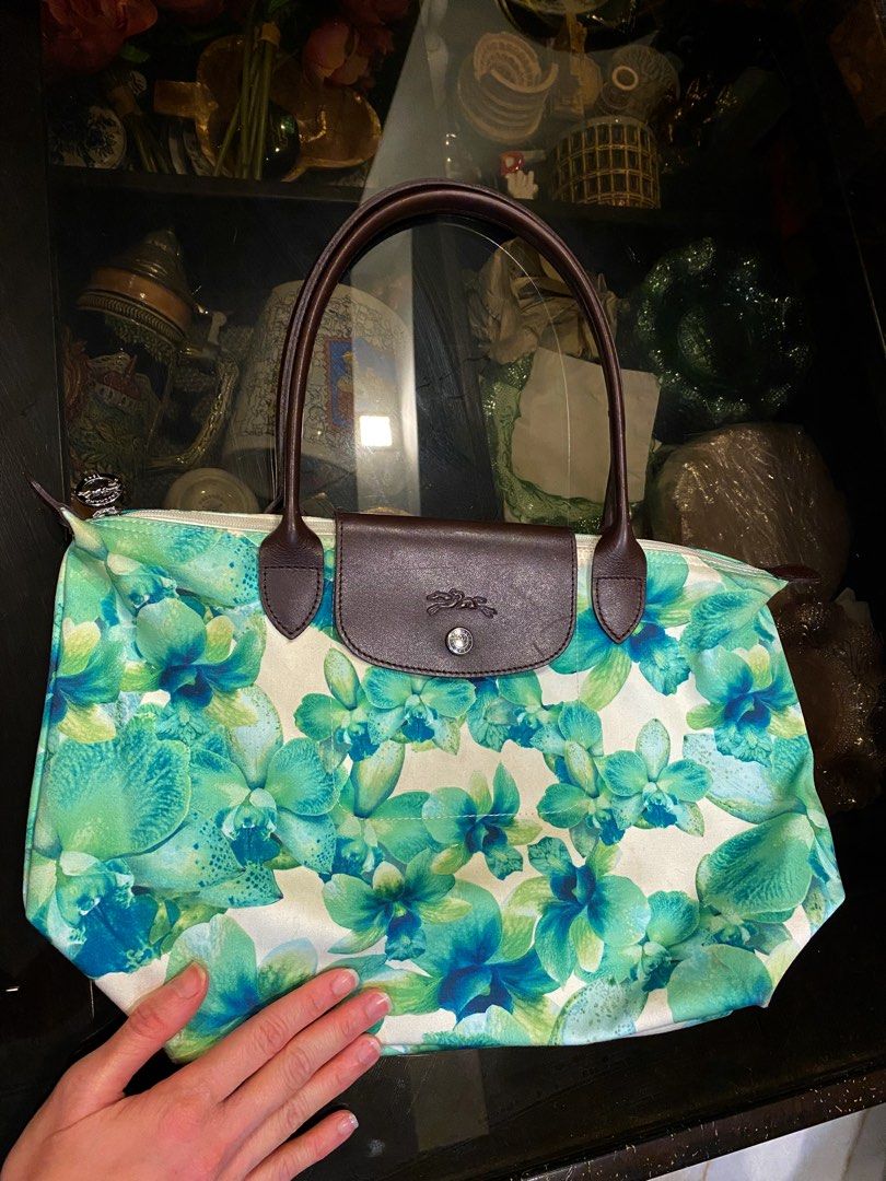 Longchamp Handbag HOBO Bag Auth Green Purse Shopper Rare