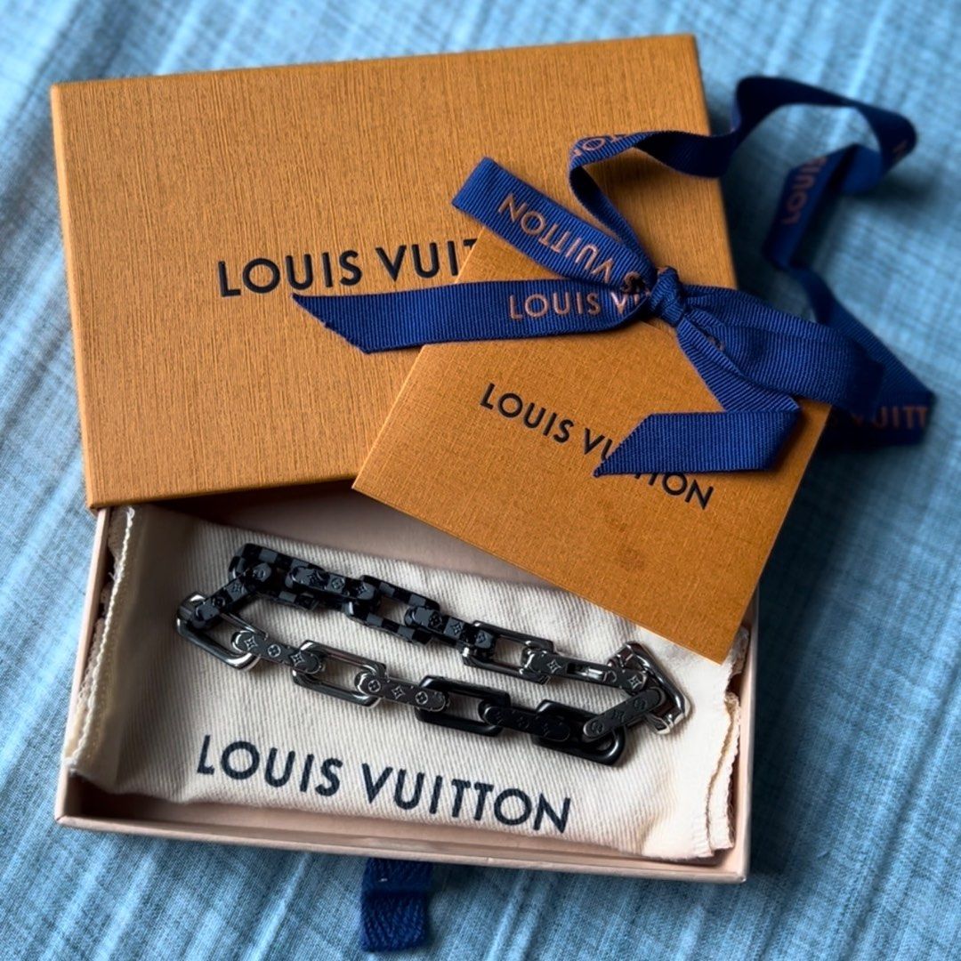 Louis Vuitton Damier Chain Necklace Graphite SilverBlack in Silver  MetalNylon with Silvertone  US