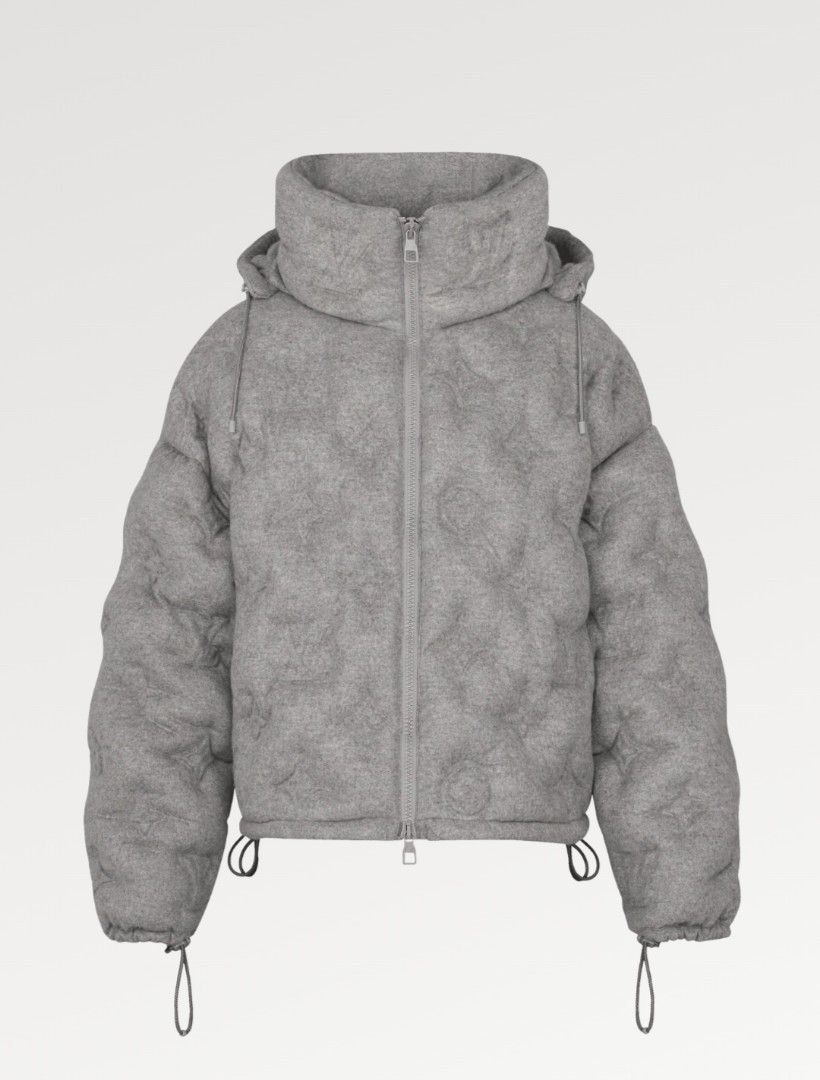 Louis Vuitton Grey Cashmere Monogram Boyhood Puffer Jacket XXS