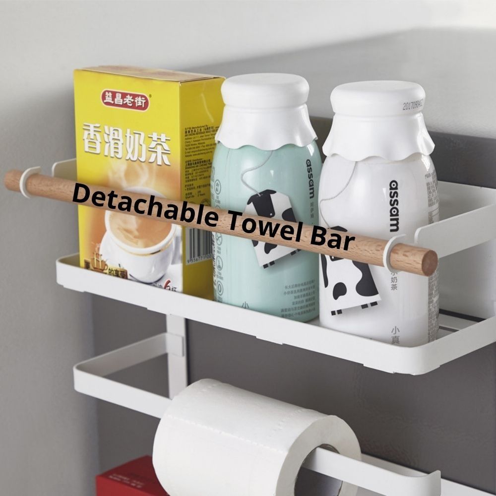 Metal Magnetic Refrigerator Side Rack Fridge Side Spice Storage Hanging Organizer with Paper Towel Holder Furniture Home Living Furniture Shelves Cabinets Racks on Carousell