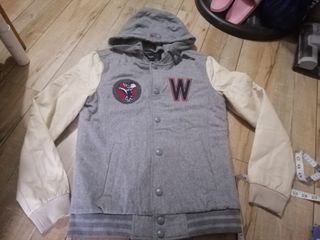 MLB varsity hoodie jacket leather sleeves 90
