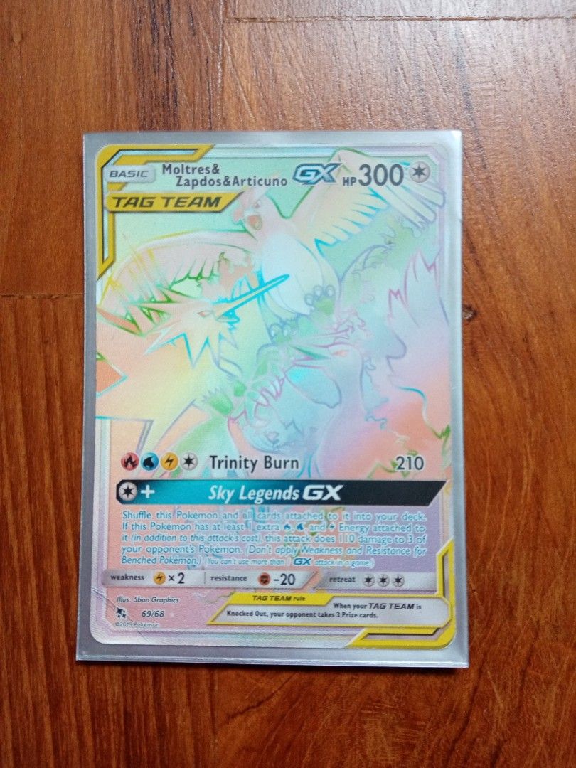 Moltres and Zapdos and Articuno GX tag team rainbow rare limited