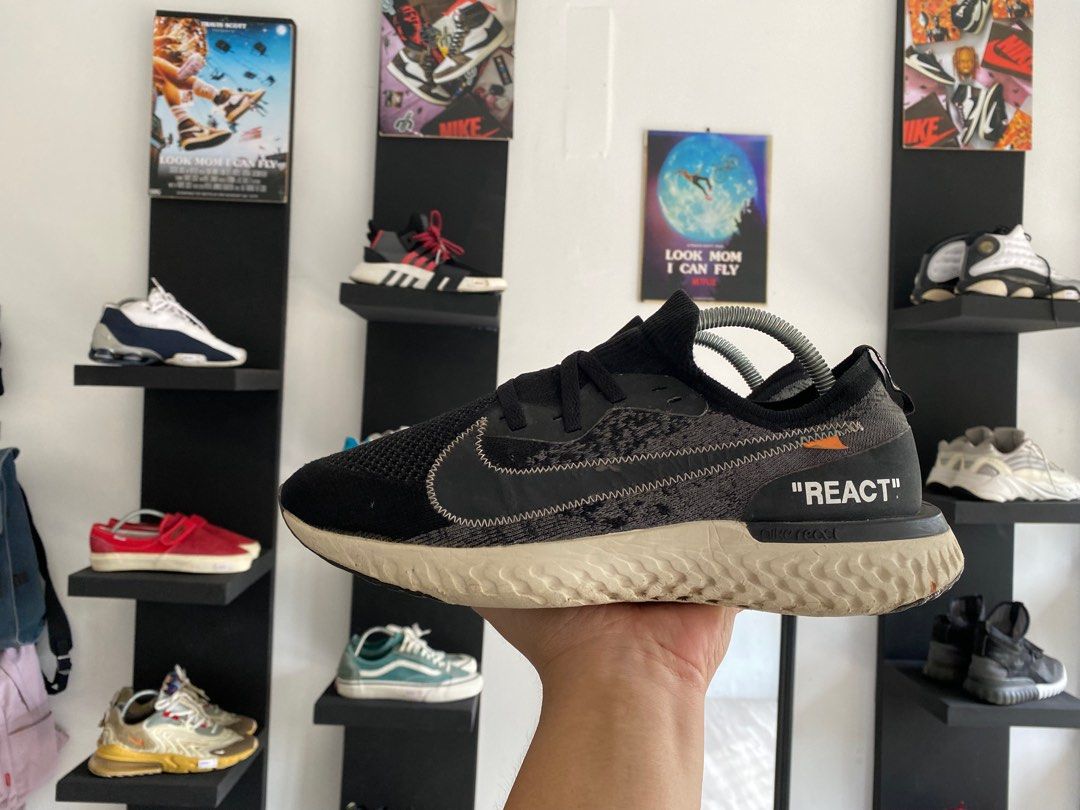 Nike epic react top flyknit x off white