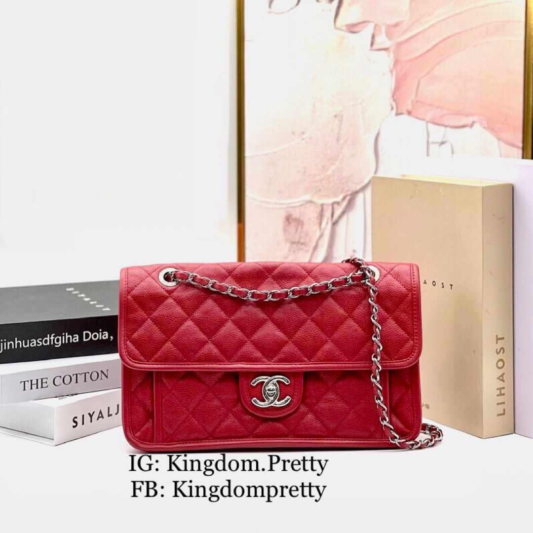 Preorder Chanel Classic Quilted Medium Caviar Flap Bag in Red Leather