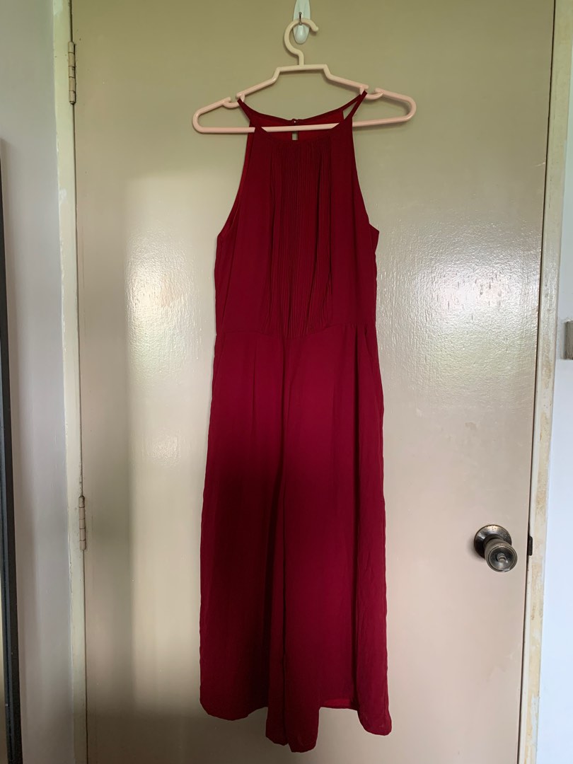 Red 3/4 Jumpsuit, Women's Fashion, Dresses & Sets, Jumpsuits on Carousell