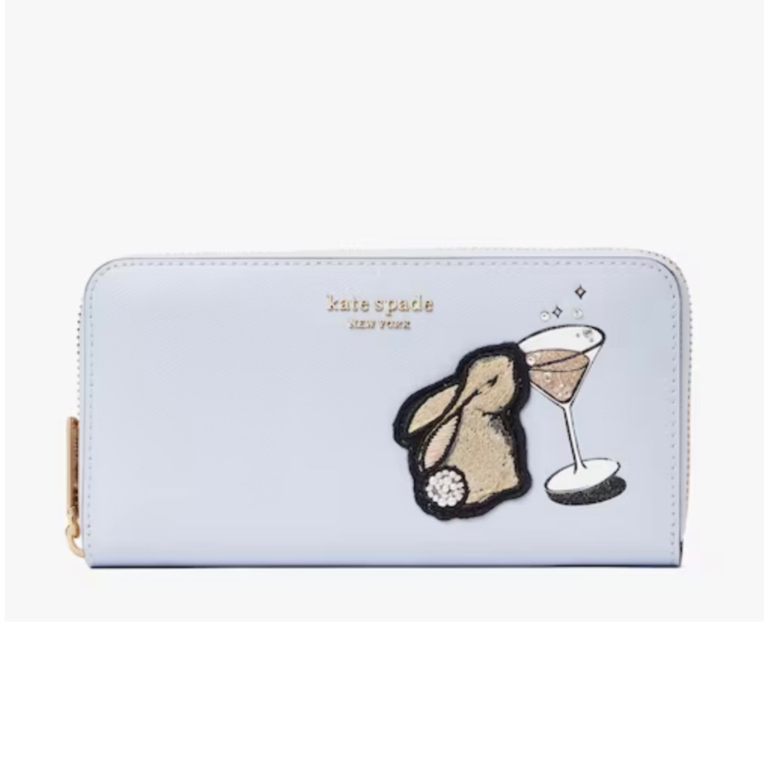 SALES Kate Spade Bunbun Bunny Zip Around Continental Wallet Rabbit Pale ...