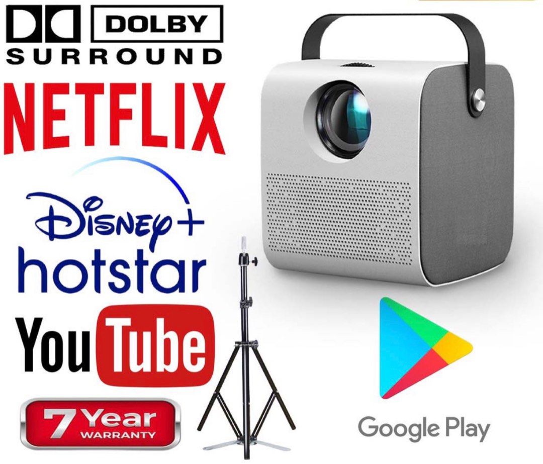 Smart Projector Netflix Android Youtube Disneyplus, TV & Home