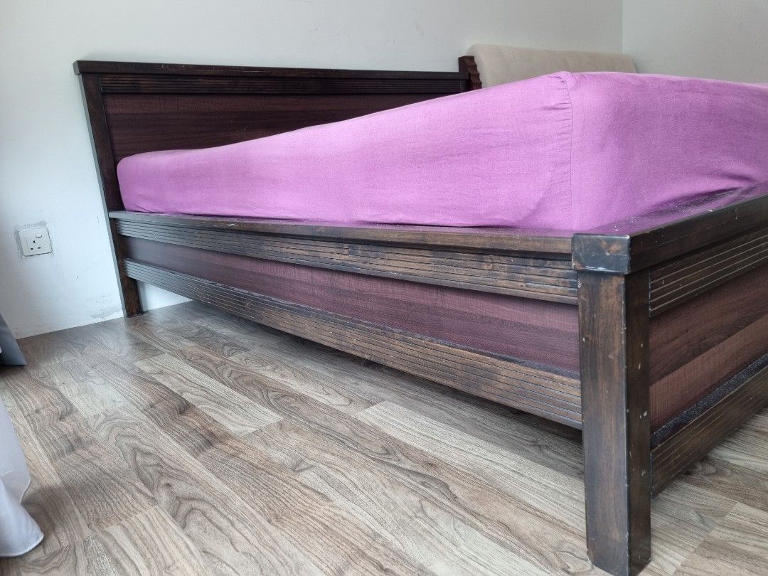 Solid Wood Bed Frame King Size, Furniture & Home Living, Furniture