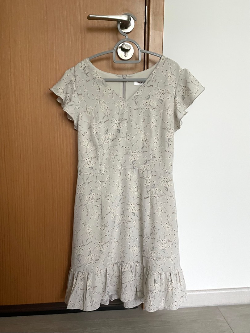 Grey floral skater dress shop