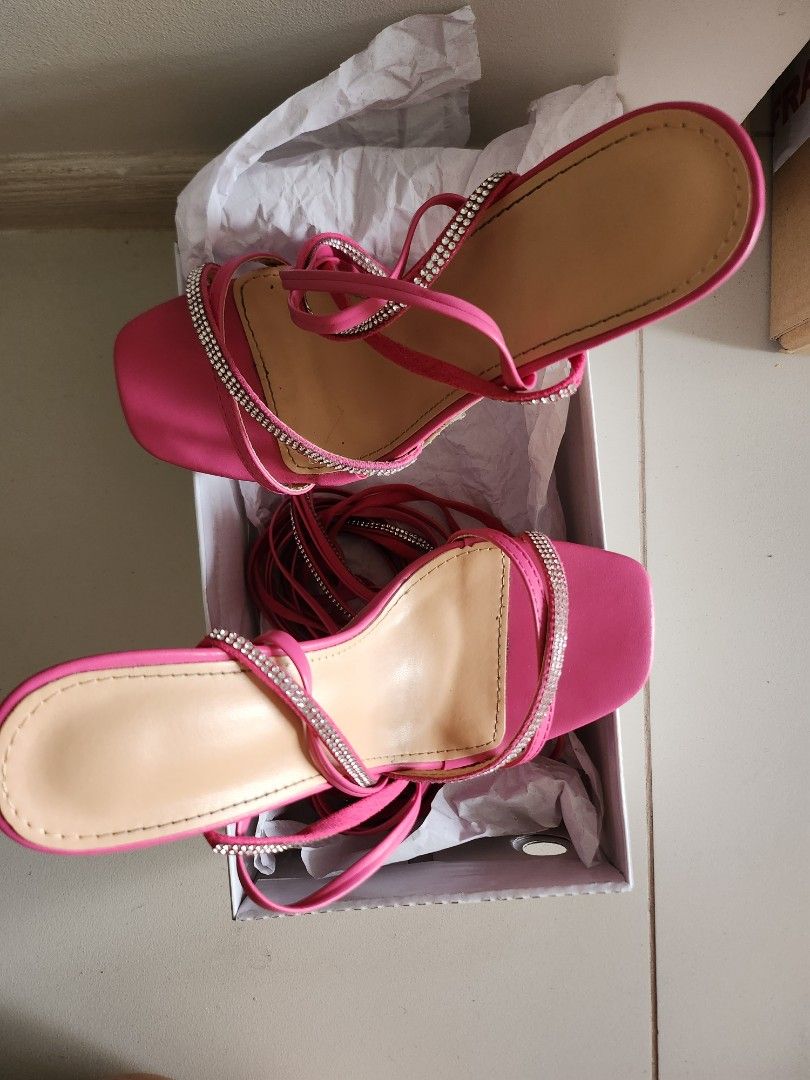 bright pink strappy heels