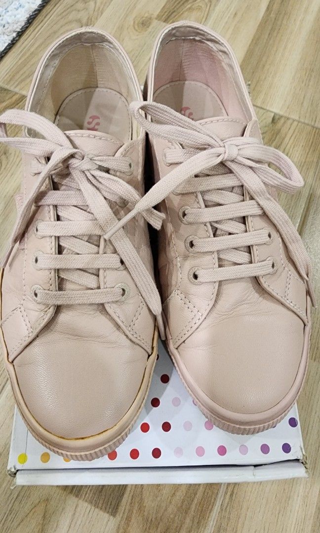 pink leather superga