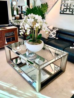 SOLD Taylor B Mirrored coffee table in antique DISTRESSED finish