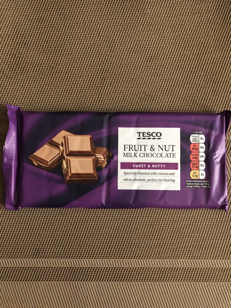 Tesco Fruit & Nut Milk Chocolate, Food & Drinks, Other Food & Drinks on
