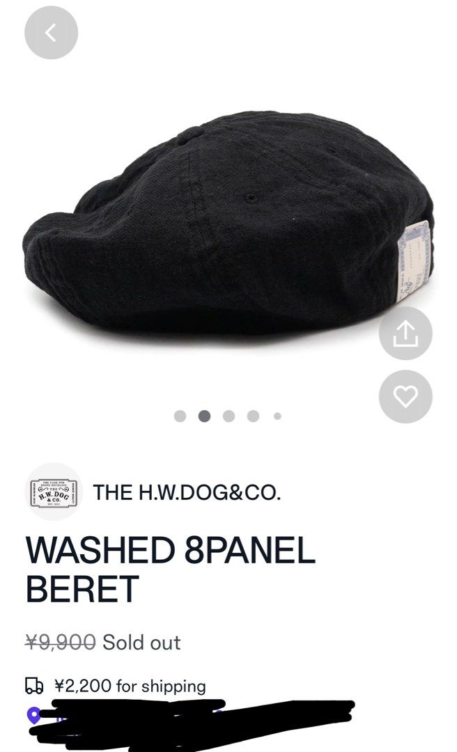 THE H.W. DOG & CO. Washed 8 panel beret, 女裝, 手錶及配件, 帽 