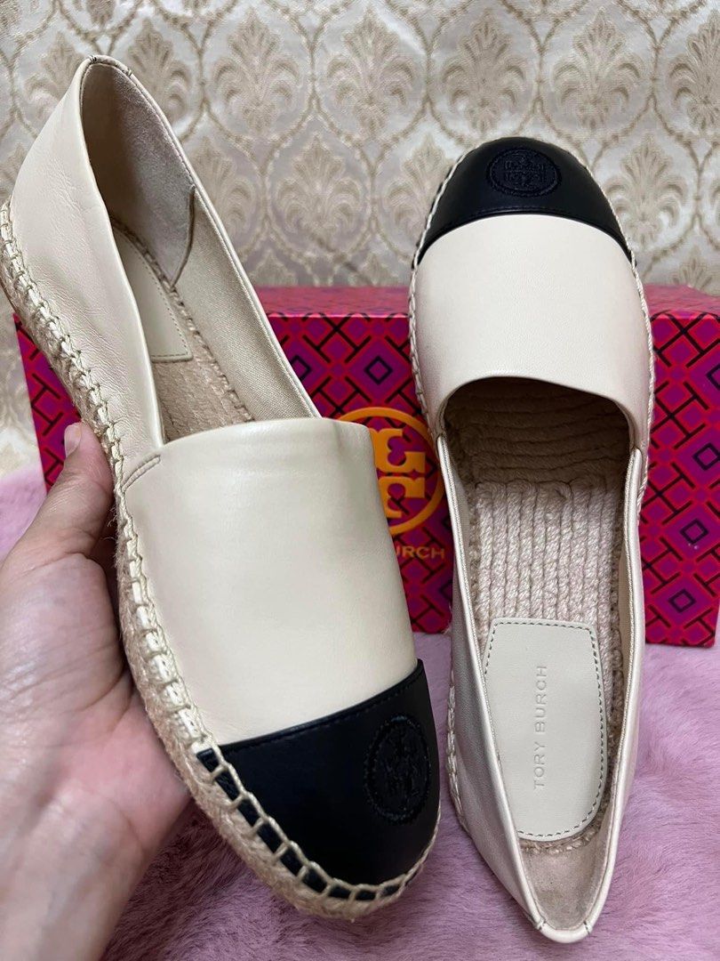 Tory Burch Nappa Colorblock Flat Espadrille Dulce de Leche/Perfect Black  Size 8, Women's Fashion, Footwear, Flats & Sandals on Carousell