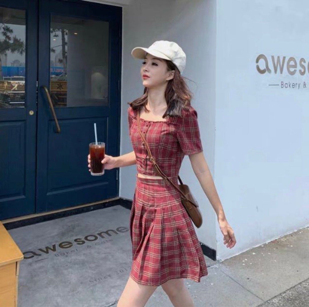 Two piece deals plaid outfit