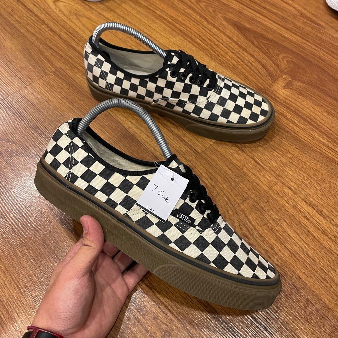 Vans authentic checkerboard gum sole best sale