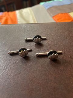 Vintage black and silver tuxedo shirt button studs