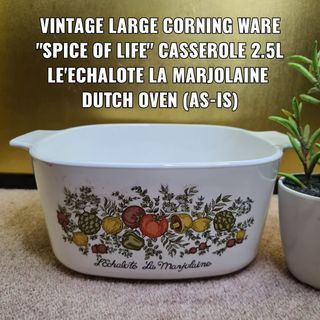 VINTAGE LARGE CORNING WARE "SPICE OF LIFE" CASSEROLE 2.5L LE'ECHALOTE LA MARJOLAINE DUTCH OVEN (AS-IS)