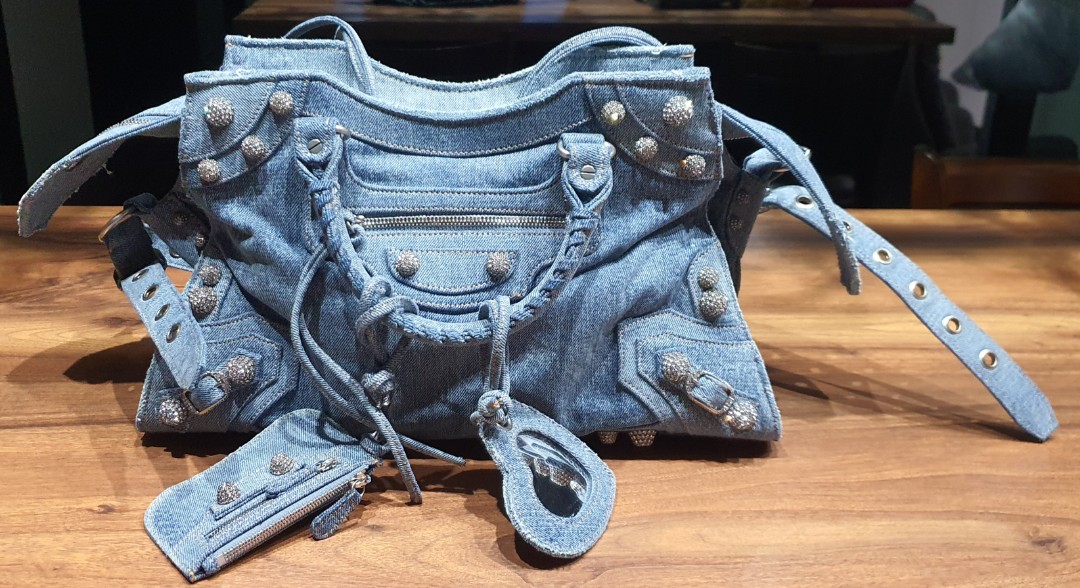 Women's Neo Cagole Small Tote Bag Girly Allover Denim in Blue