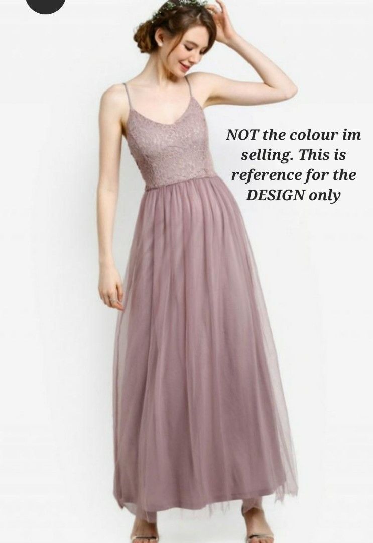 NEW Zalora Lace Tulle Pink Gown Women s Fashion Dresses Sets