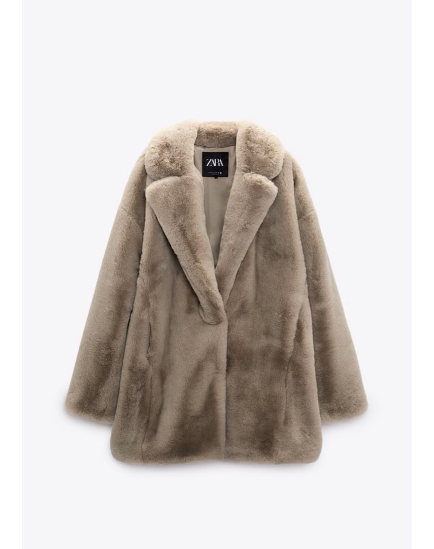 Grey fur jacket zara clearance