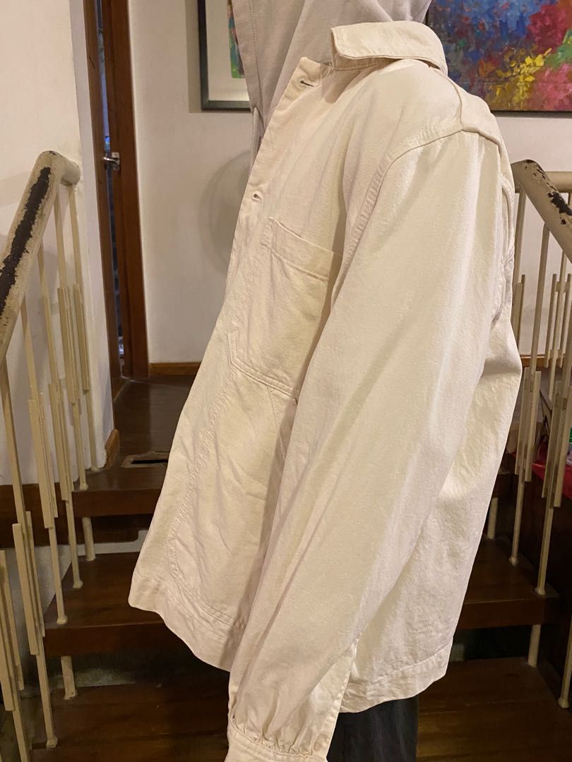 ZARA MEN OATMEAL DENIM JACKET IN MEDIUM FOR SALE, Men's Fashion, Coats