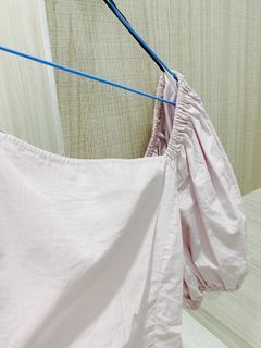 100%棉✨薰衣草粉紫 公主袖 泡泡袖 方領短袖上衣 