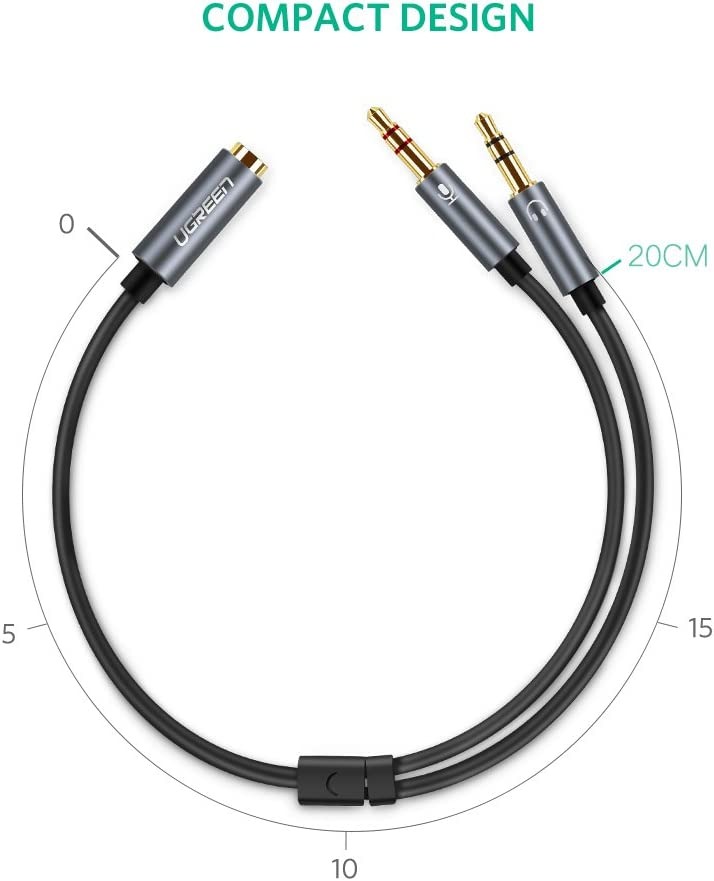 605) UGREEN Headphone Splitter For Computer 3.5Mm Female To 2 Dual 3