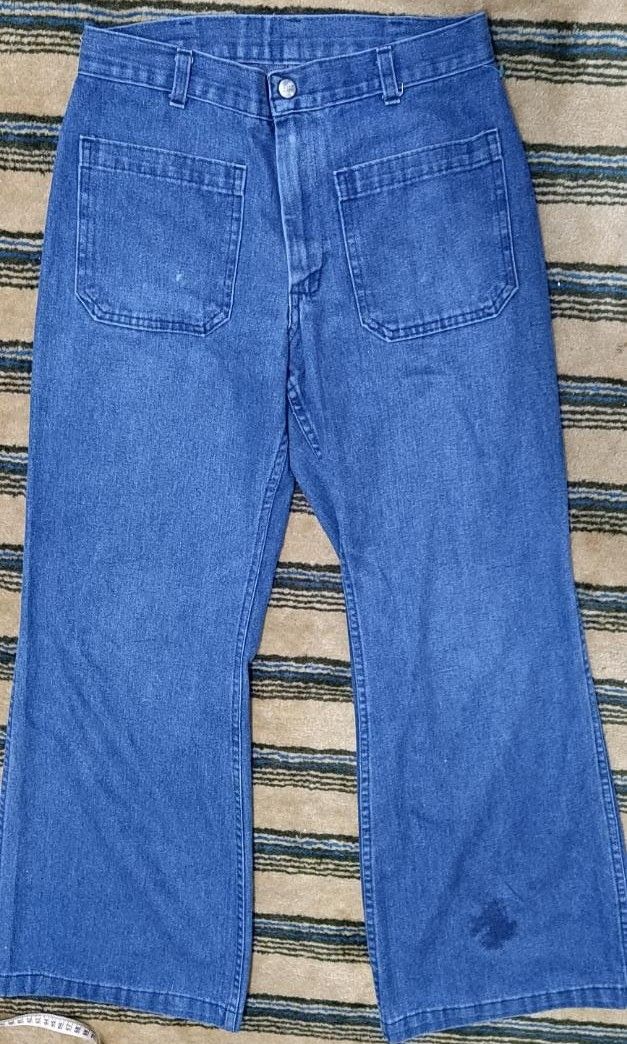 70s Bell Bottom Denim Jeans, Sea Farer Dungaree