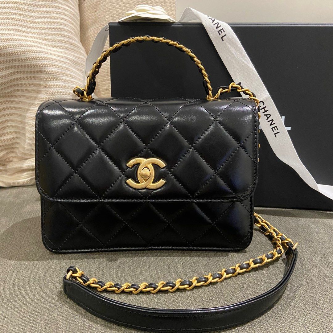 Chanel bag with metal on top Clearance