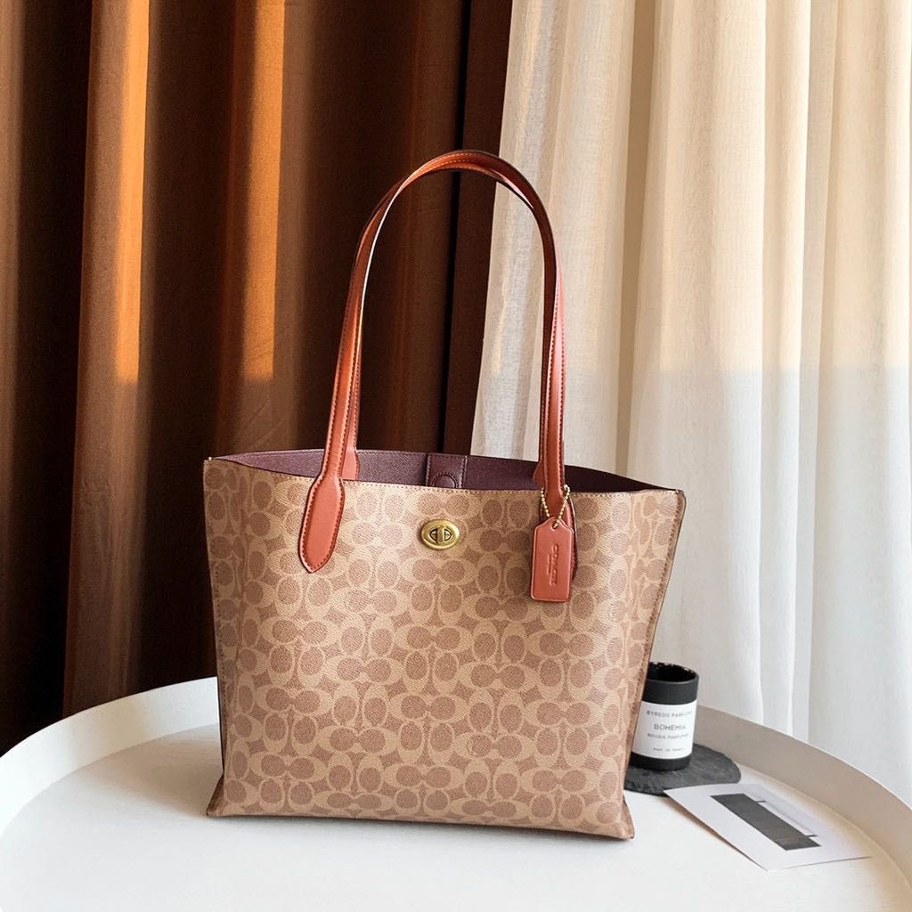 COACH Willow Tote Signature Canvas Leather Retro Monogram