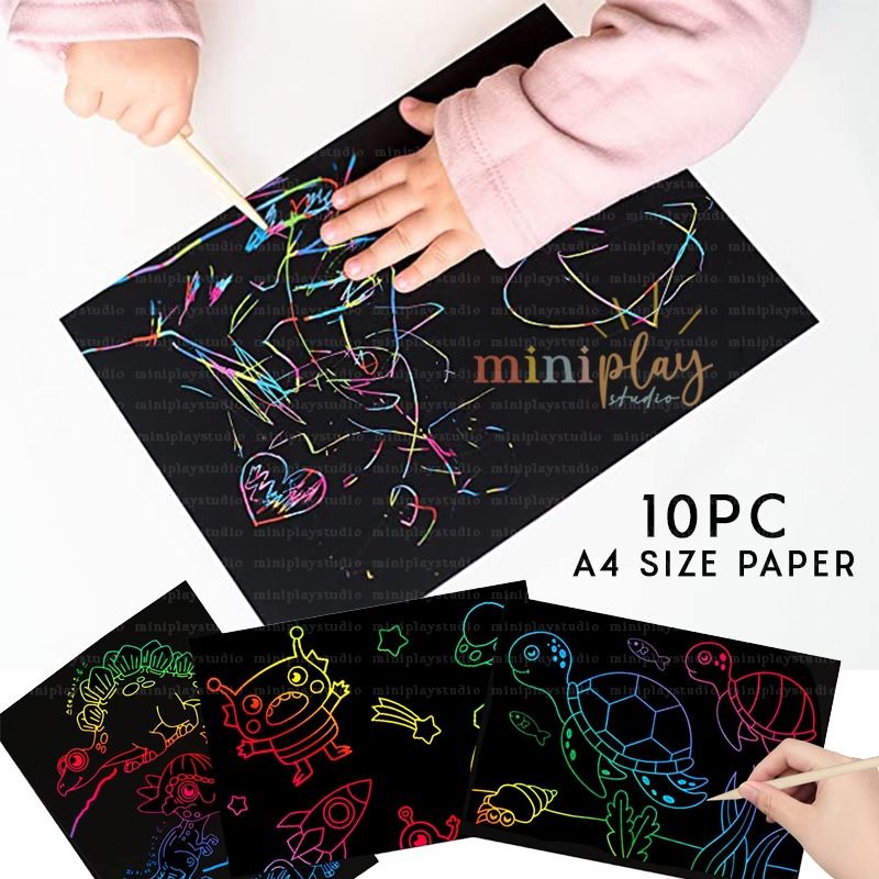 Scratch Paper Art Set, 1Pc Rainbow Magic Scratch Paper for Kids