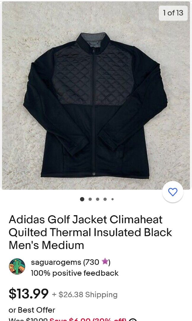 Adidas Golf Jacket Climeheat Qualtld Thermal insulated Black pit