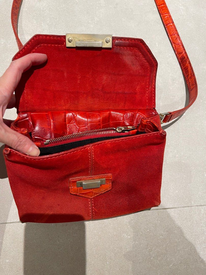 Red suede shoulder bag online