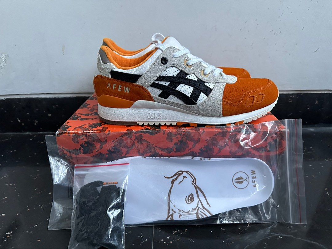 Asics Gel Lyte III Afew x Beams 'Orange Koi', Fesyen Pria, Sepatu