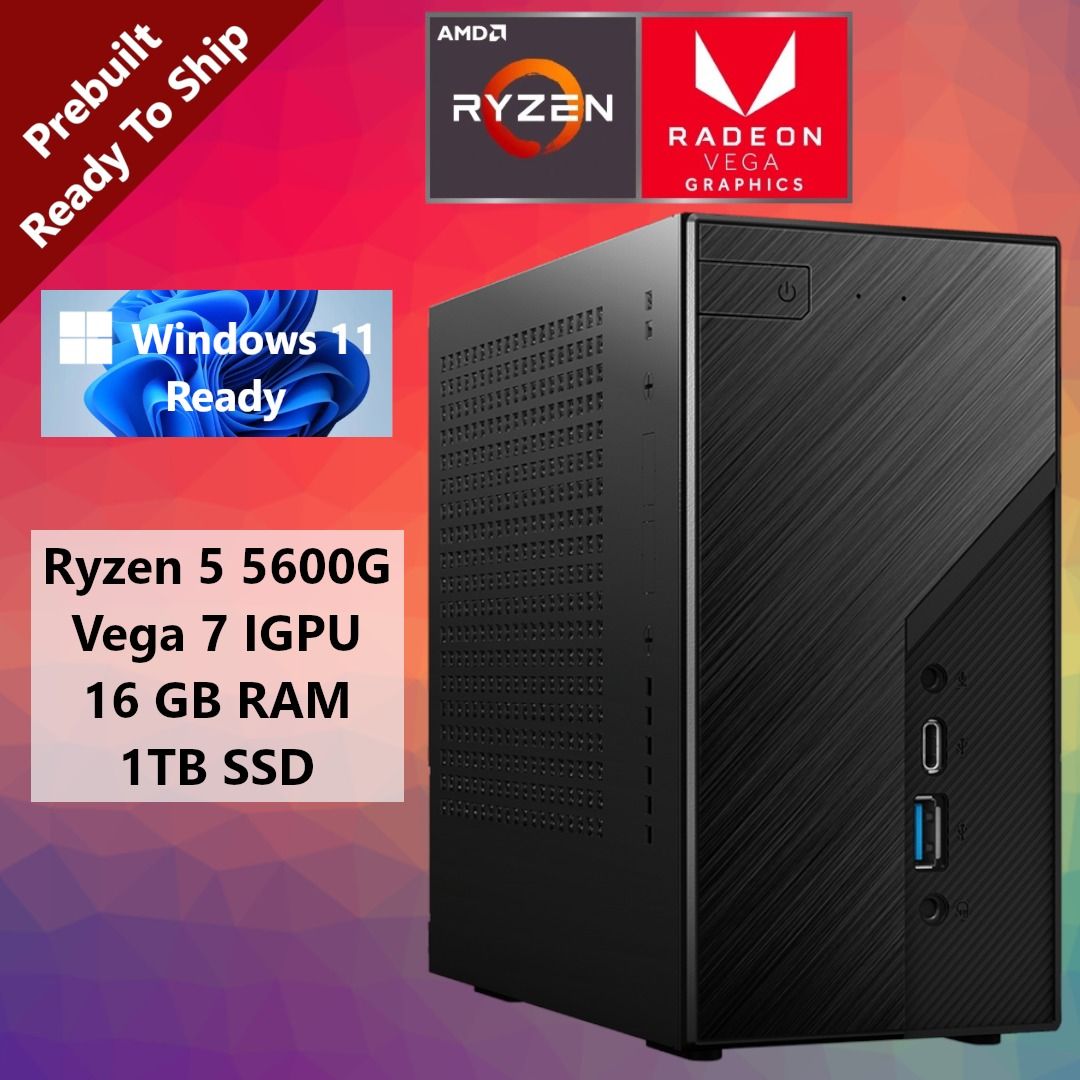 ASRock DeskMini X300 Ryzen 5 5600G Small Form Factor Mini PC 1.92L  upgradable to Ryzen 3 Ryzen 5 Ryzen 7 Ryzen 9 Intel Core I3 I5 I7 I9  Geforce GTX