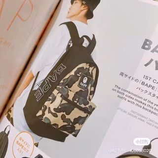 A Bathing Ape BAPE Backpack Daypack APE HEAD Logo Print Black 2019 AW  Collection