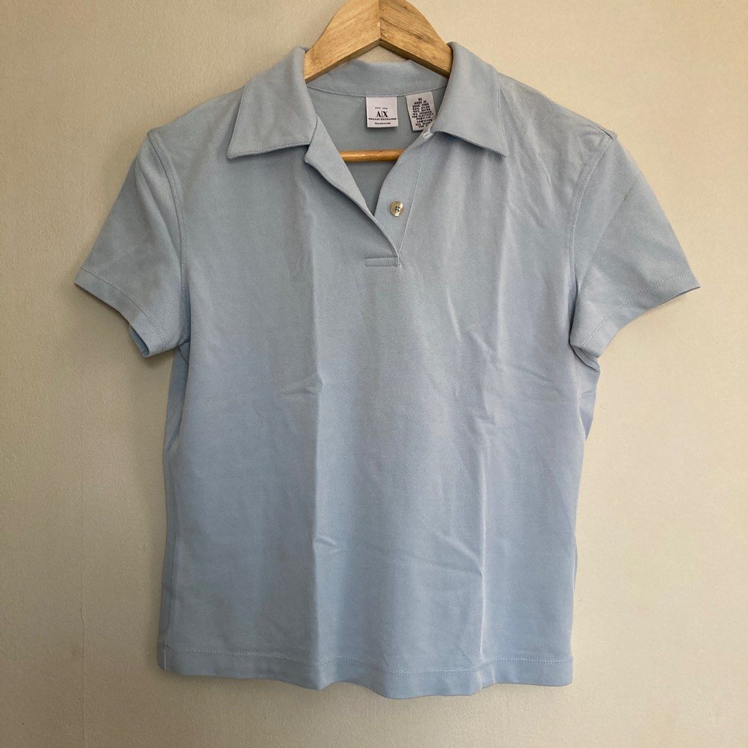 Authentic Armani Exchange Light Blue Polo Shirt, Women's Fashion, Tops,  Shirts on Carousell