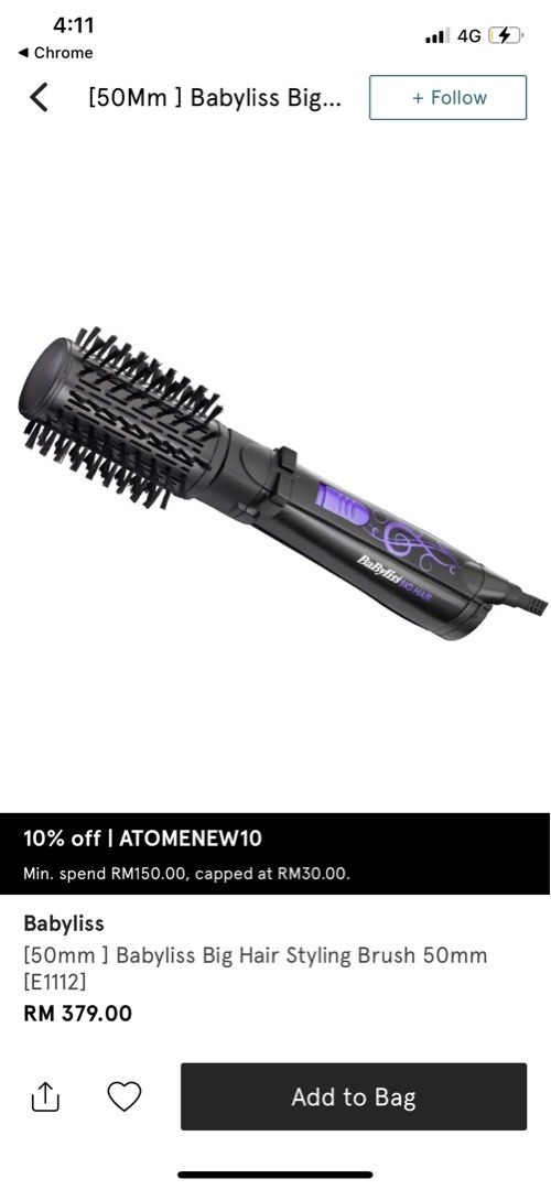 Babyliss Big Hair Styling Brush (50mm), Beauty & Personal Care, Hair on  Carousell
