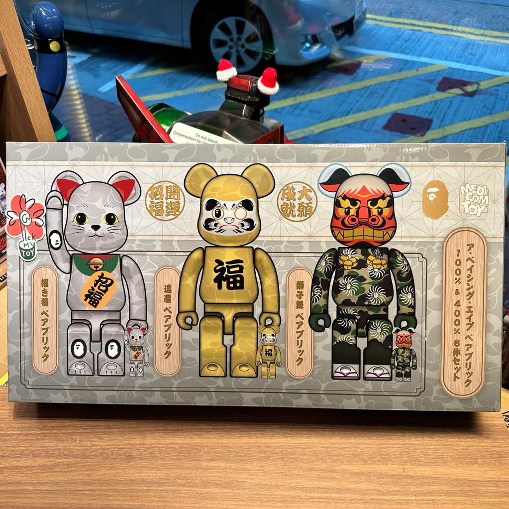 BE@RBRICK BAPE(R) 招き猫銀メッキ／達磨金メッキ／獅子舞100％ & 400