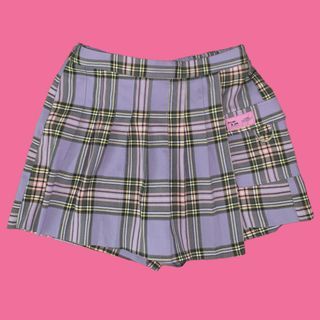 Bershka pleated tennis skort in purple checkered plaid size medium new without tags