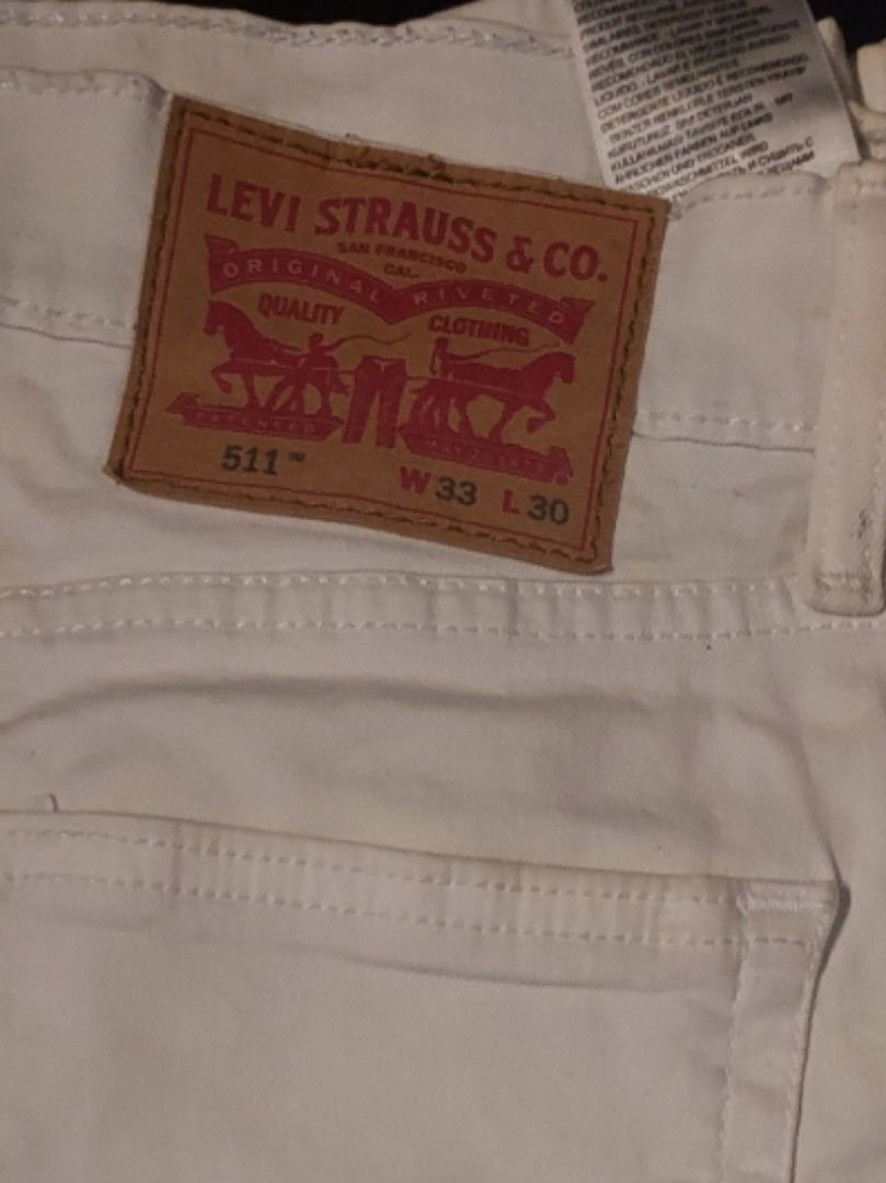 Best quality WHITE Levi's jeans used 2 times only. Size 33. Model 511,  Men's Fashion, Bottoms, Jeans on Carousell