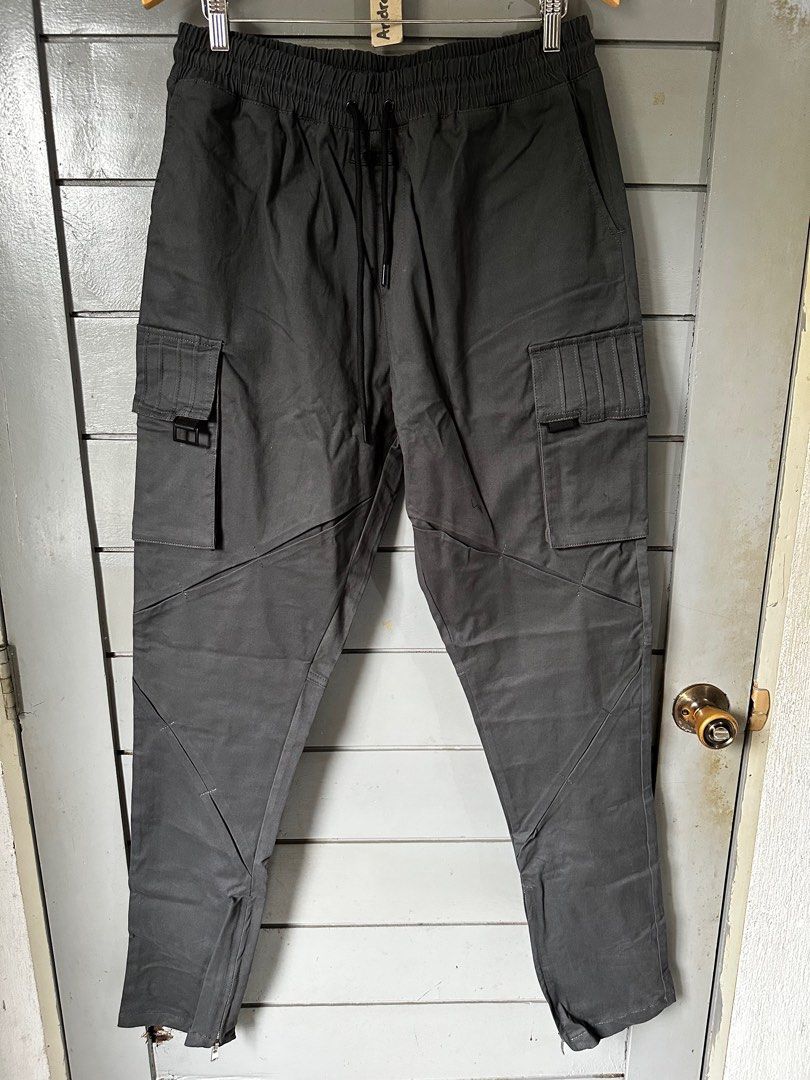 Black Tailor Cargo Pants, Men's Fashion, Bottoms, Trousers on Carousell