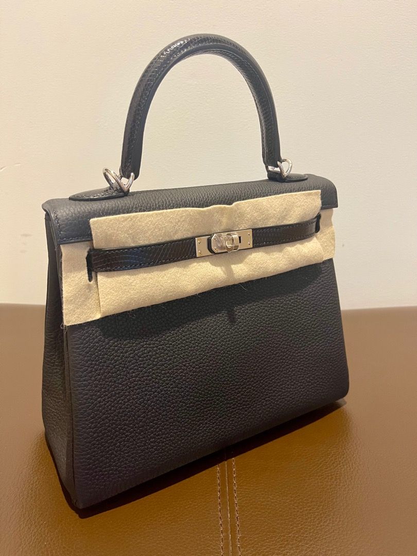 Hermes Black Lizard and Togo Leather Kelly Touch 25 Auction