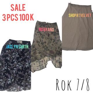 Bundling 3 pcs skirts / rok shopatvelvet 7/8 motif dan polos